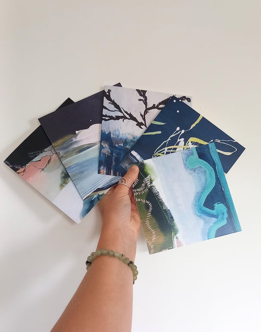 Set of 5 greeting cards - Deep Blue